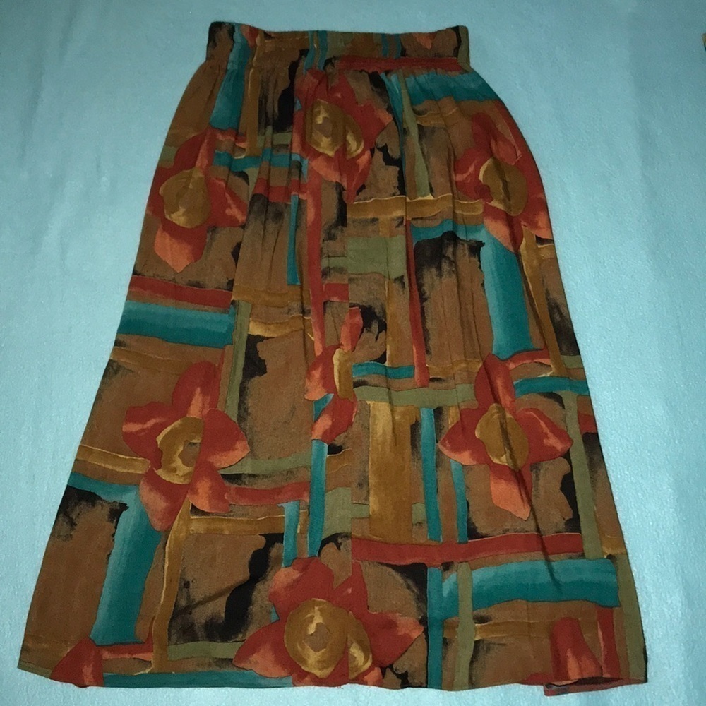 𝅺JO Hardin skirt pleated multi colored pull on elastic waistband size 8